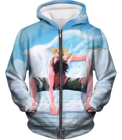 One Piece Cool Monkey D Luffy Second Gear Action Zip Up Hoodie OP010