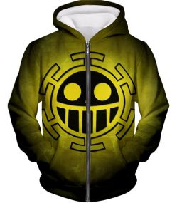 One Piece Amazing Pirate Crew Heart Pirates Cool Flag Logo Zip Up Hoodie OP117