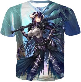 Overlord Ready for Action Albedo the White Devil Cool Anime Promo T-Shirt OL119