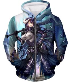 Overlord Ready for Action Albedo the White Devil Cool Anime Promo Zip Up Hoodie OL119
