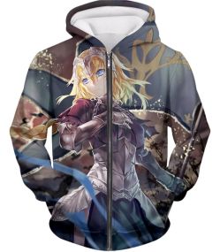 Fate Stay Night Beautiful Legend Joan of Arc Fate Apocrypha Action Zip Up Hoodie FSN124