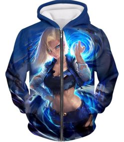 Dragon Ball Super Deadly Mecha Warrior Android 18 Amazing Graphic Zip Up Hoodie DBS125