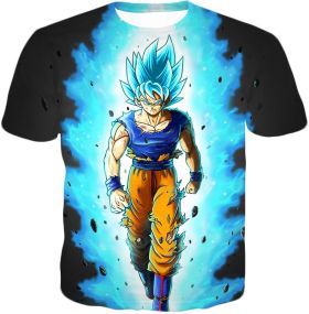 Dragon Ball Super Cool Goku Super Saiyan Blue Awesome Anime Promo Black T-Shirt DBS132