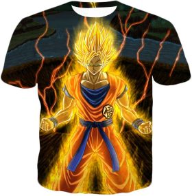 Dragon Ball Super Awesome Super Saiyan 2 Goku Cool Anime Promo Graphic T-Shirt DBS133