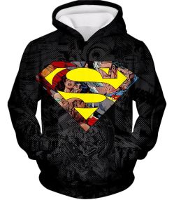 Awesome Hero Superman Symbol of Justice Amazing Promo Black Hoodie SU015