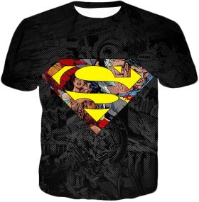 Awesome Hero Superman Symbol of Justice Amazing Promo Black T-Shirt SU015