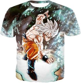 Dragon Ball Super Goku Action Super Saiyan White Cool Anime Graphic T-Shirt DBS167