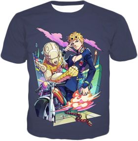 Anime Adventure C Giorno Giovanna Stand Gold Experience Action T-Shirt JO019