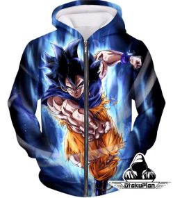 Dragon Ball Super Gokus Ultra Instinct Form Awesome Action Black Anime Zip Up Hoodie DBS211