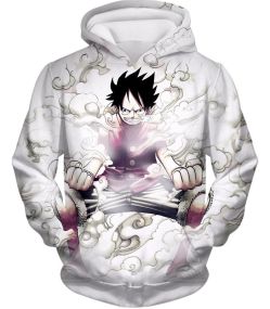 One Piece Cool Pirate Hero Monkey D Luffy Action White Hoodie OP002