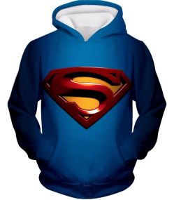 Amazing Superhero Superman Logo Promo Cool Blue Hoodie SU002