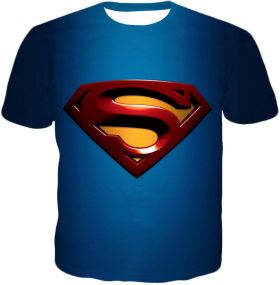 Amazing Superhero Superman Logo Promo Cool Blue T-Shirt SU002
