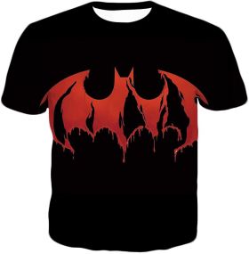 Best Comic Book Hero Batman Blood Red Logo Promo Black T-Shirt BM020