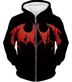 Best Comic Book Hero Batman Blood Red Logo Promo Black Zip Up Hoodie BM020