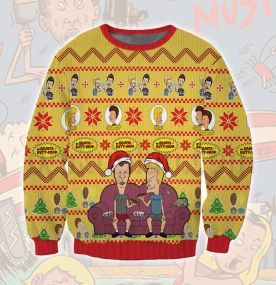 2023 Beavis And Butthead Crazy 3D Printed Ugly Christmas Sweatshirt