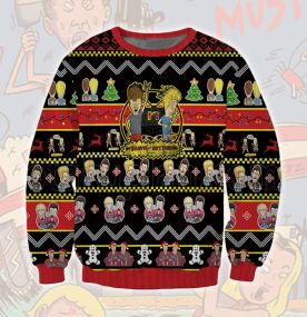 2023 Beavis And Butthead Stupid Crazy Narcissistic 3D Printed Ugly Christmas Sweatshirt
