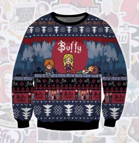 2023 Buffy The Vampire Slayer Pixel Christmas 3D Printed Ugly Christmas Sweatshirt