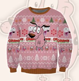 2023 Courage The Cowardly Dog Courage 3D Printed Ugly Christmas Sweatshirt