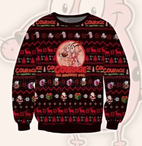 2023 Courage The Cowardly Dog Horror Comedy 3D Printed Ugly Christmas Sweatshirt