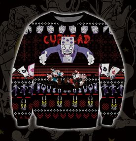 2023 Cuphead Devils Men King Dice 3D Printed Ugly Christmas Sweatshirt