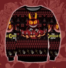 2023 Cuphead The Devil Villain 3D Printed Ugly Christmas Sweatshirt