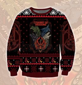 2023 Dungeons and Dragons Tyranny of Dragons 3D Printed Ugly Christmas Sweatshirt