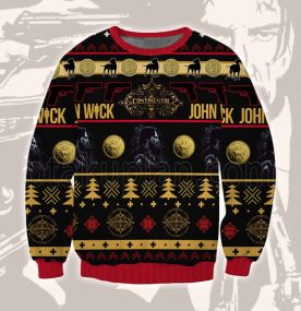2023 John Wick The Continental 3D Printed Ugly Christmas Sweatshirt