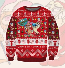 2023 Ren and Stimpy Show Excluded 3D Printed Ugly Christmas Sweatshirt