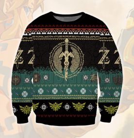 2023 Zelda Tears Of The Kingdom Master Sword 3D Printed Ugly Christmas Sweatshirt