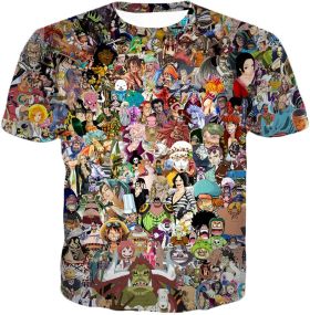 One Piece Awesome Anime One Piece All in One Characters T-Shirt OP023