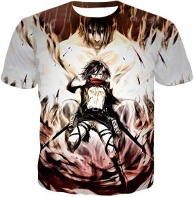 Attack on Titan Amazing Titan Fighter Mikasa Ackerman Cool Anime Graphic\ T-Shirt AOT074