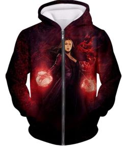 Cinematic Scarlet Witch Chaos Magic Action Cool Black Zip Up Hoodie SW024