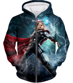 The Avenge Heros God of Thunder Thor Awesome Action Zip Up Hoodie TA026