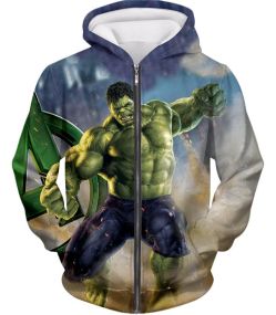 The Avenge Heros Strongest Avenger Hulk Action Zip Up Hoodie TA031