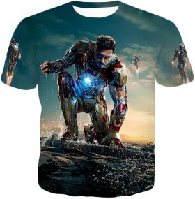 Best Avenger Iron Man Tony Stark Action Print T-Shirt IM035