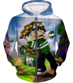 Minecraft Gameplay Bow and Arrow Promo Zip Up Hoodie