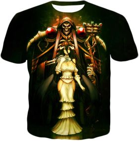 Overlord Sorcerer King Ainz Ooal Gown and White Devil Albedo Cool Anime Promo T-Shirt OL044