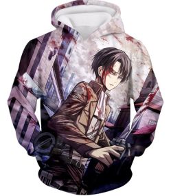 Attack on Titan Covered with Blood Ultimate Hero Levi Ackerman Anime Action Hoodie AOT096