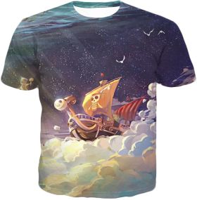 One Piece Super Cool Straw Hat Ship Going Merry Amazing T-Shirt OP049