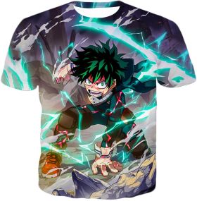 Anime Ultimate Hero Izuki Midoriya aka Deku Super Cool Action Anime T-Shirt MHA102