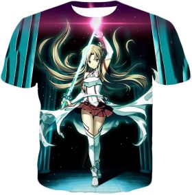 Sword Art Online Skilled SAO Swordsman Yuuki Asuna Incredible Action Anime Graphic T-Shirt SAO056