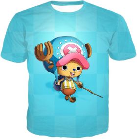 One Piece Cotton Candy Lover Doctor Tony Tony Chopper Cool Blue T-Shirt OP057