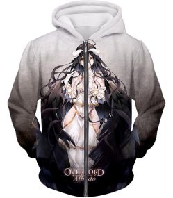 Overlord Overlord White Devil Albedo Cool Promo Anime Grey Zip Up Hoodie OL007