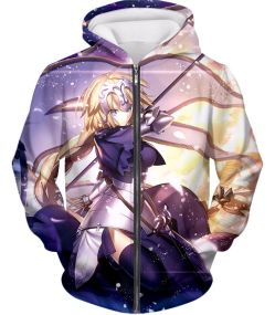 Fate Stay Night Awesome Ruler Jeanne dArc Apocrypha Action Zip Up Hoodie FSN078