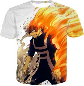 Anime Amazing Hero Shoto Todoroki Half Hot Half Cold Cool Action T-Shirt MHA058