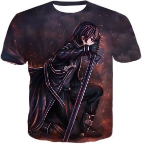 Sword Art Online SAO The Black Swordsman Kirito Ultimate Action Graphic Promo T-Shirt SAO080