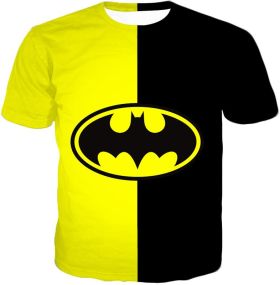 Super Cool Batman Logo Yellow Black Printed T-Shirt BM093