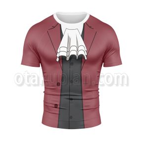 Ace Attorney Mitsurugi Reiji Red Cosplay Short Sleeve Compression Shirt