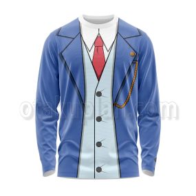 Ace Attorney Naruhodou Ryuuichi Blue Cosplay Long Sleeve Shirt