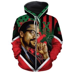 African American Flag Malcolm X Zip Hoodie